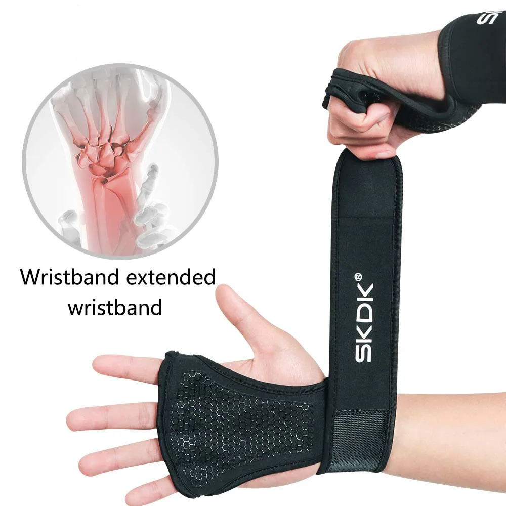 

Gym Fitness Gloves Hand Palm Protector with Wrist Wrap Support Crossfit Workout Bodybuilding Power Weight Lifting Glove Dumbell