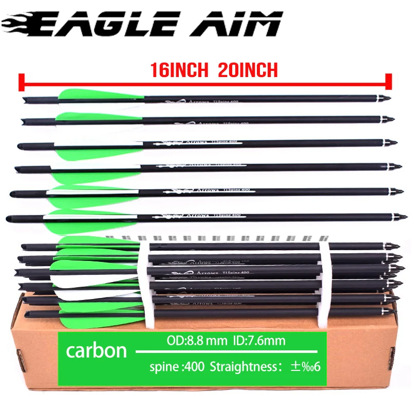 Карбоновые стрелы 6 шт. 16/20 дюйма болты для арбалета зеленого и белого цвета 4