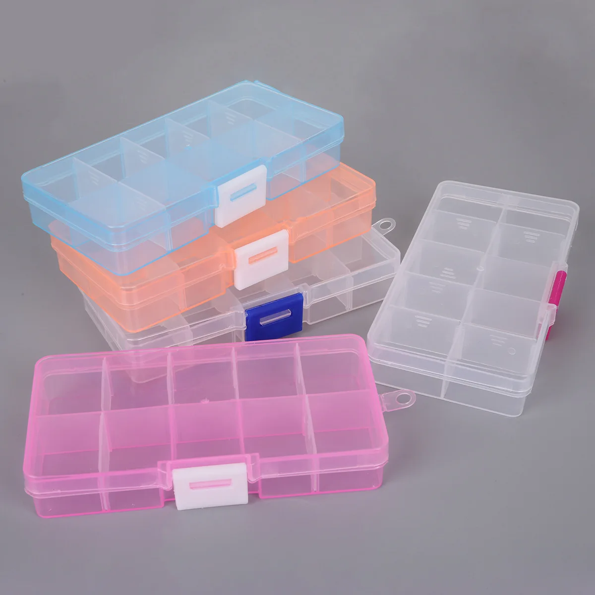 

1pcs 10/15 Slots Plastic Storage Jewelry Packaging Boxes Transparent Tool Case Jewelry Organizer Bead Box Accessories