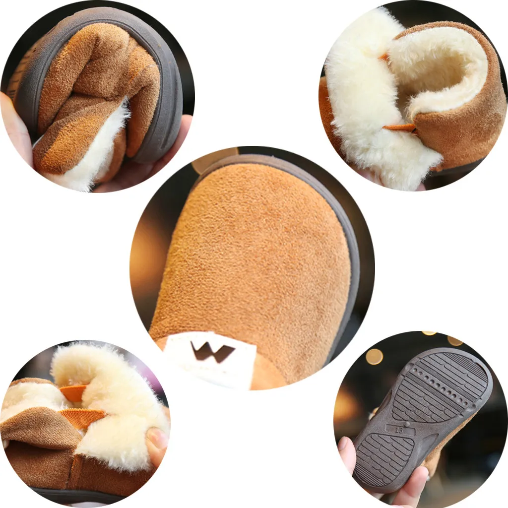 2019 Детские однотонные зимние теплые нескользящие спортивные ботинки на плоской