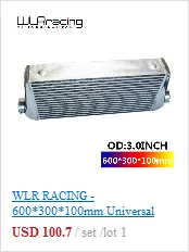 WLR RACING-550*180*65 мм Универсальный турбо интеркулер бар и пластина OD 2," Переднее Крепление интеркулера WLR-IN812-25