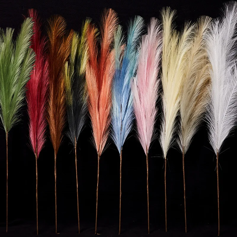 

10Pcs Artificial Plants 7-forks Gradient Reed Fake Feathers Wedding Background Wall Flower Arrangement Material Pampas Grass