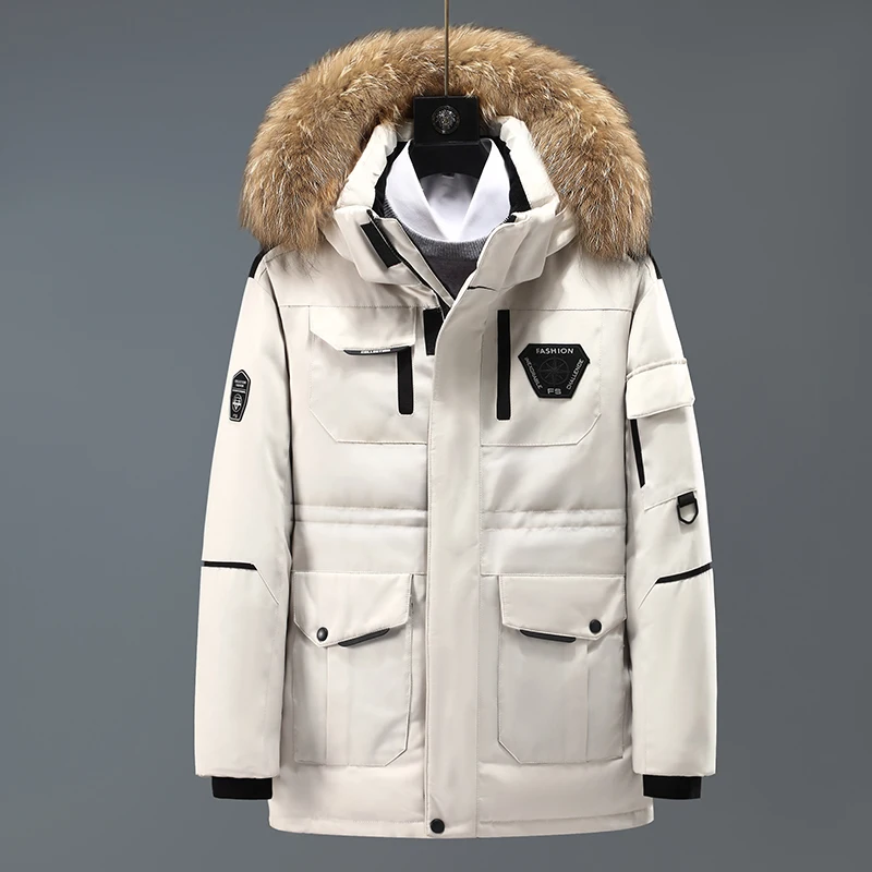 Winter Down Jacket Mens Fashion Workwear New Style Young Jacket Short Thicken Outdoor Warm White Duck Down Coats