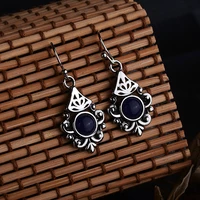 s925 vintage thai silver royal blue earrings for women engagement wedding birthday gift jewelry