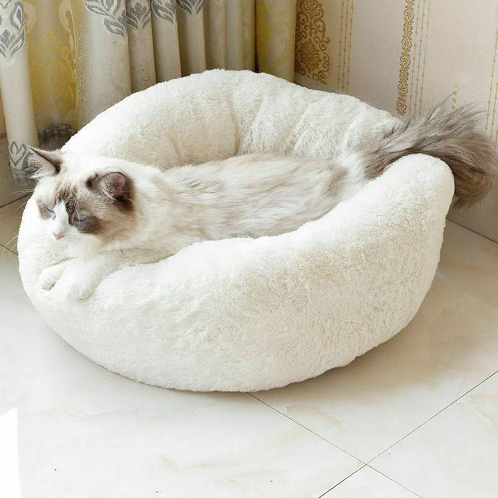

Round Cat Bed Super Soft Long Plush Cat Bed House Pet Dog Bed For Small Dog Cats Winter Warm Deep Sleeping Bed Puppy Cushion Mat