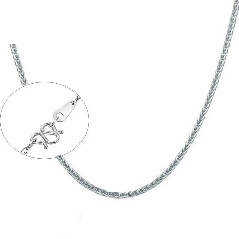 

PT950 Real Pure Platinum 950 Chain Women Wheat Link Necklace 16.5inch