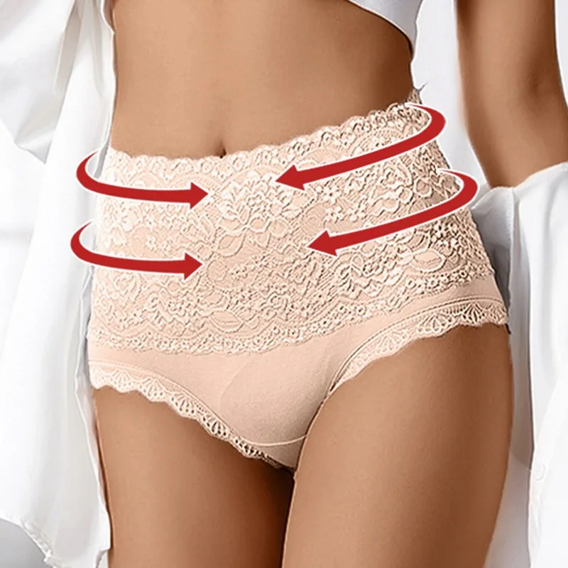 Трусы женские кружевные с высокой талией дышащие утягивающие | Женская одежда