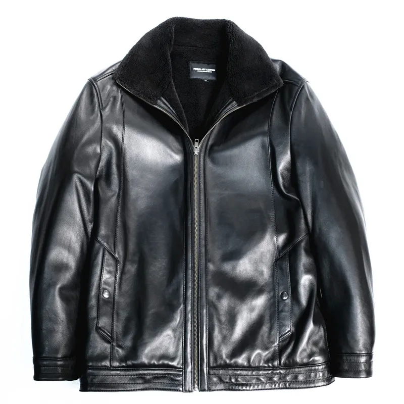 Мужская куртка из овечьей кожи на осень и зиму мужская натуральной размера плюс