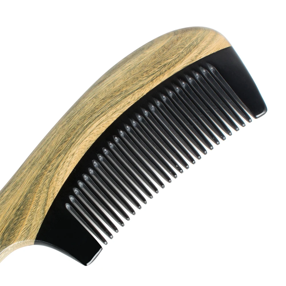 Ox рога зеленый сандалового дерева деревянный гребень волос стиль инструмент