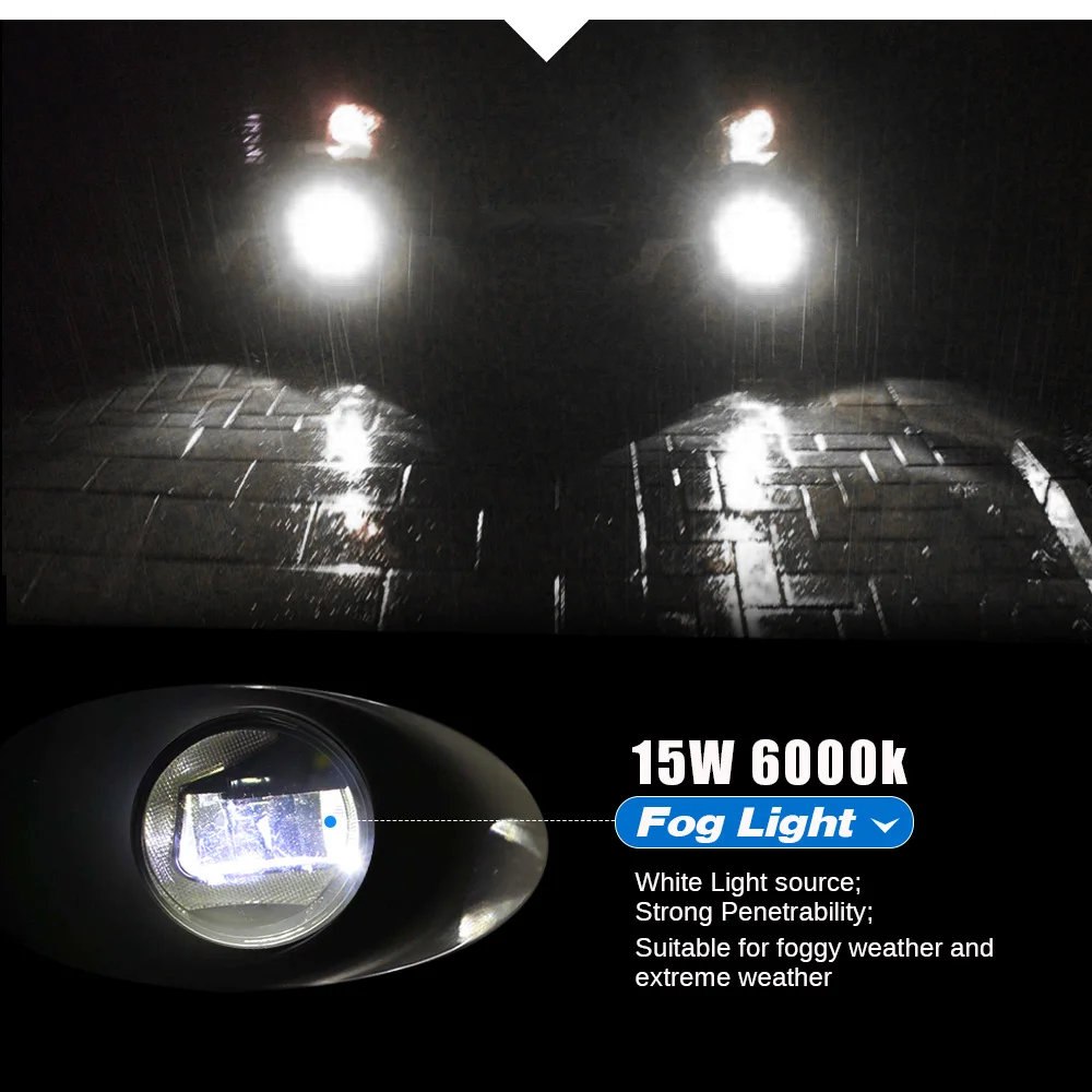 Buildreamen2 Car H11 Socket LED Projector Fog Light + DRL Daytime Running White 90mm 12V For Suzuki Jimny FJ 1998-2014 | Автомобили и