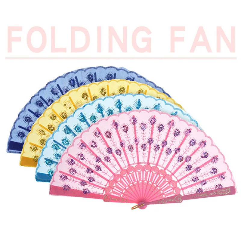 Ручной складной веер в китайском стиле шелк сплошной цвет вентилятор