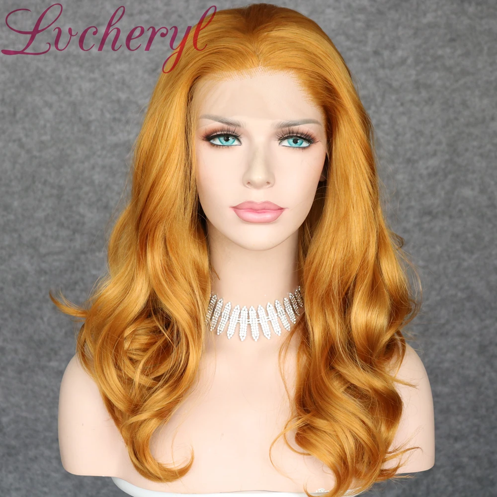 Lvcheryl золотисто желтый цвет синтетические кружевные передние парики короткие
