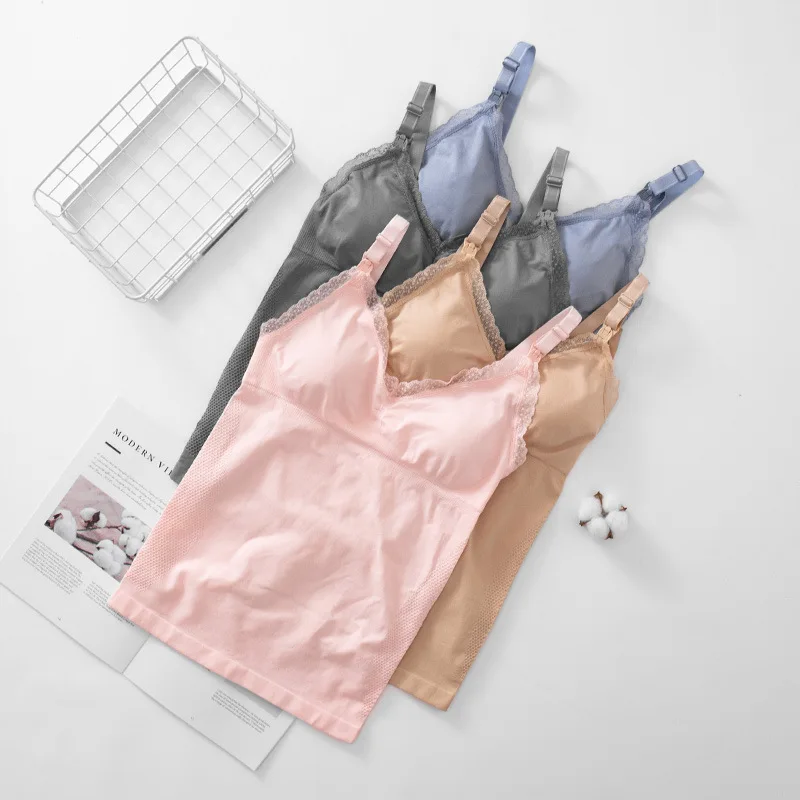 

Бесшовное нижнее белье для кормящих матерей для беременных женщин кружевной жилет майки для беременных