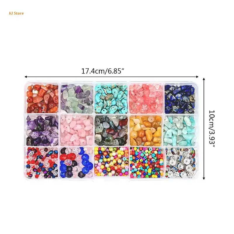 

1 Set Natural Irregular Gemstones Beads Kit with Jump Rings Ear Hooks Pliers Lobster Clasps for DIY Jewelry Making