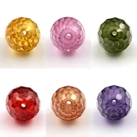 10pcs size 6 012mm round shape pink color peridot yellow garnet champagne violet synthetic hole cubic zircon stone