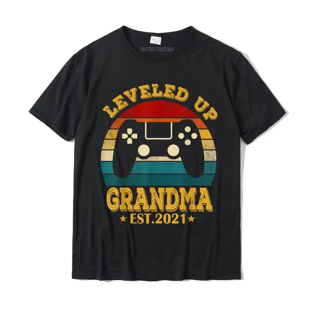 

Leveled Up To Grandma Est. 2021 Promoted To Grandma T-Shirt Camisa Top T-Shirts T Shirt For Men Classic Cotton Hip Hop T Shirts