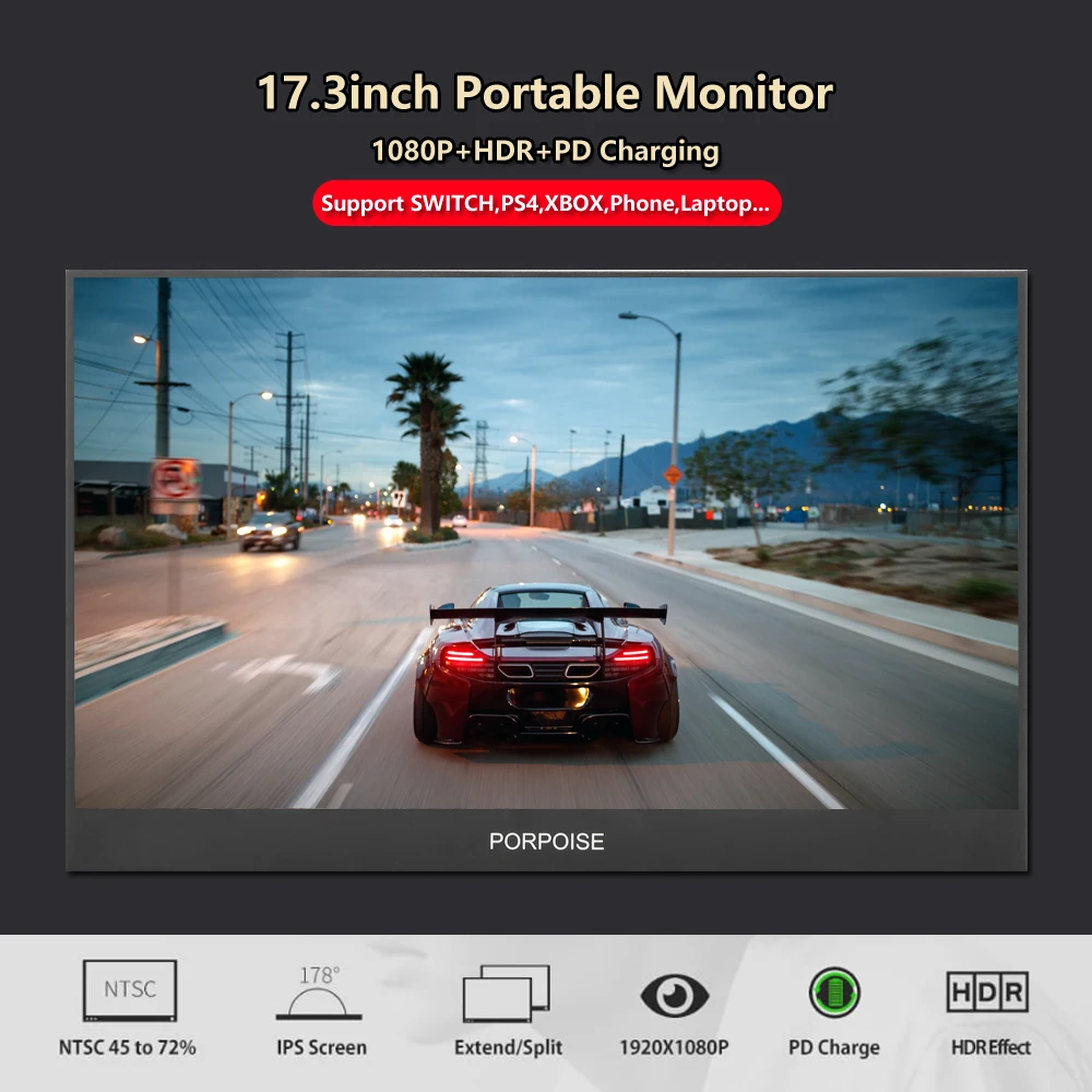 

New 17.3 inch Portable Computer Monitor PC HDMI PS3 PS4 Xbo x360 1080P IPS LCD LED Display Monitor for Raspberry Pi