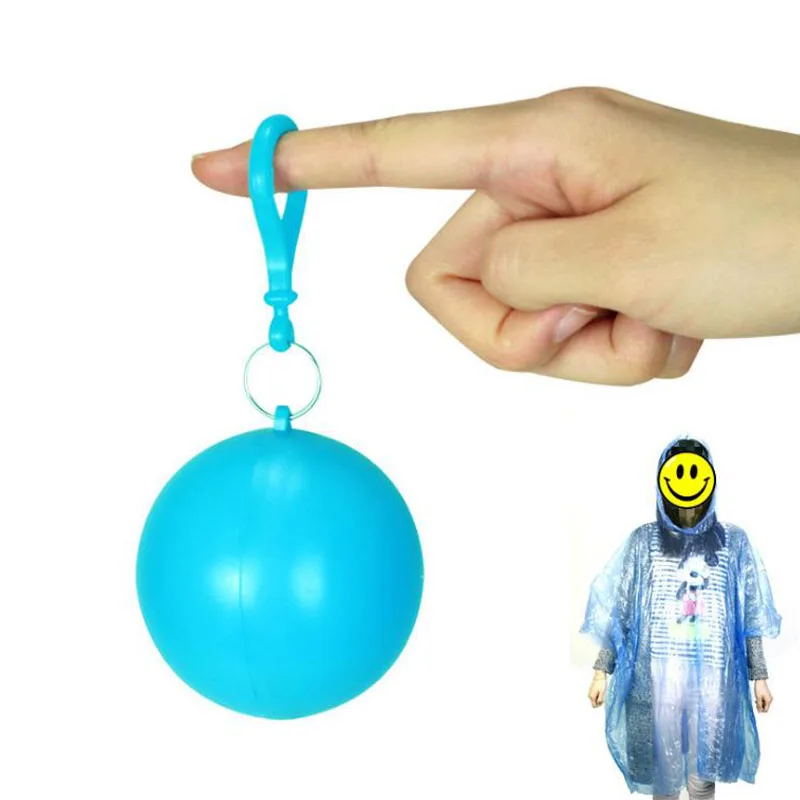 

Outdoor Portable Raincoat Ball Disposable Raincoat Camping Fishing Tourism Emergency Poncho Keychain