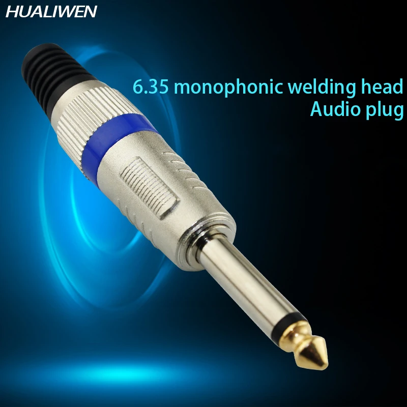 

Mono Large Two-pin Jack 6.35mm, Gold-plated Blue Ring Audio Connector 6.35 Mm Plug