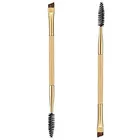 Высококачественные инструменты для макияжа с бамбуковой ручкой, двойная Кисть для макияжа бровей, деревянная ручка, двусторонние кисти для бровей с плоским углом