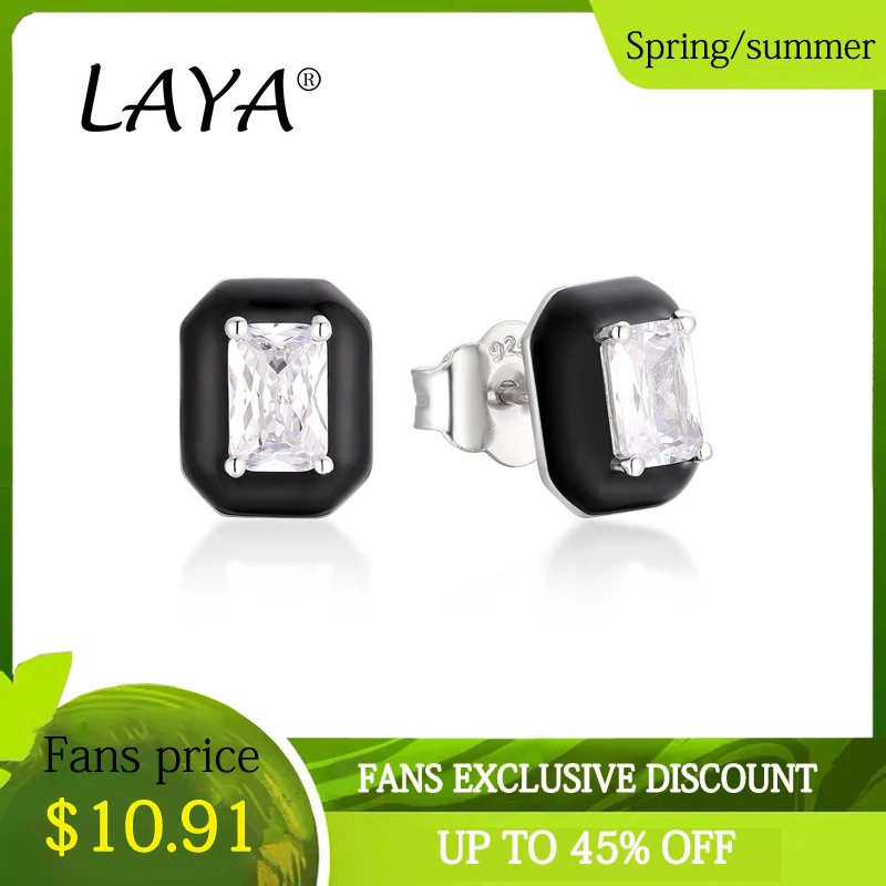 

925Sterling Silver Fashion Simplicity Synthetic Crystal White Enamel Stud Earrings For Women's Party High Quality Trendy Jewelry