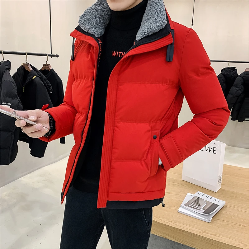 Winter Mens Warm Cotton-padded Coat Hooded Embroidery Casual Thick Parka  Puffer Jacket  Winter Coat Men K09