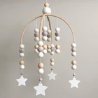 Деревянные детские погремушки, Колокольчик для кровати, Детские аксессуары для детской комнаты, подвесные украшения для кровати, детские товары, детские игрушки на возраст 0-12 месяцев, подвесные игрушки