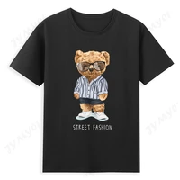 super cute teddy bear pattern t shirt 100 cotton high quality printing top bear cartoon anime fashion clothing
