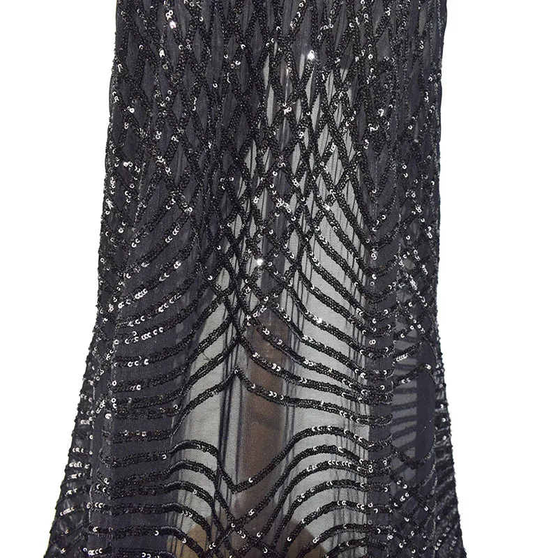Эластичная пряжа блесток вышивка ткань дизайнер DIY элегантное вечернее платье