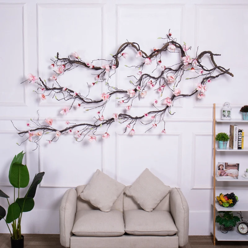 

300cm Magnolia Wall Flowers Branches Wreath Garland Artificial Fake Flower Wedding Arch Decorate Home Decoration Party Accessory
