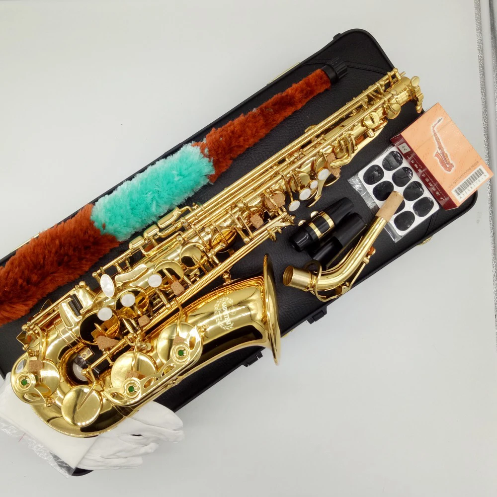 Профессиональный латунный альт-саксофон из дерева NAIPUTESI NAS-901 Eb лак Золотой