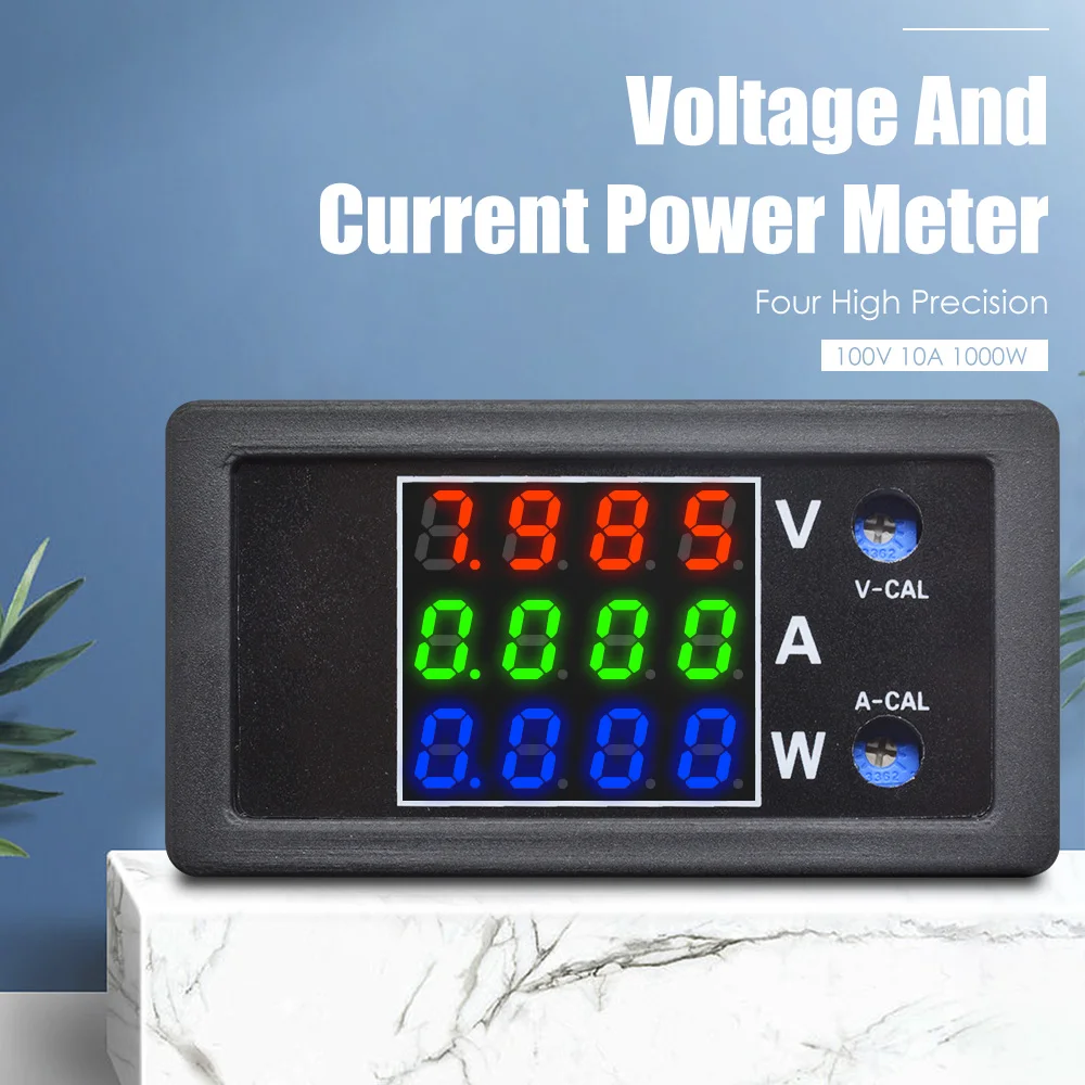 DC 0 100 в 10A 1000 Вт Цифровой светодиодный Вольтметр Амперметр Wattmeter Напряжение Ток