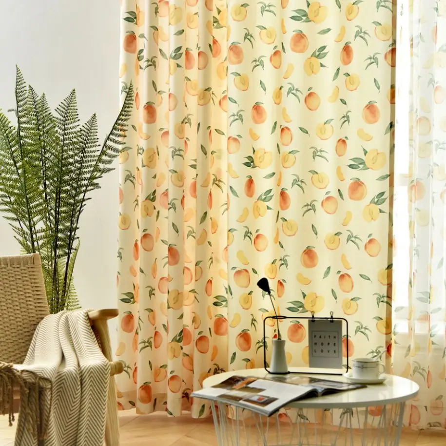Полузатемняющие шторы с принтом розовых фруктов для гостиной детской спальни