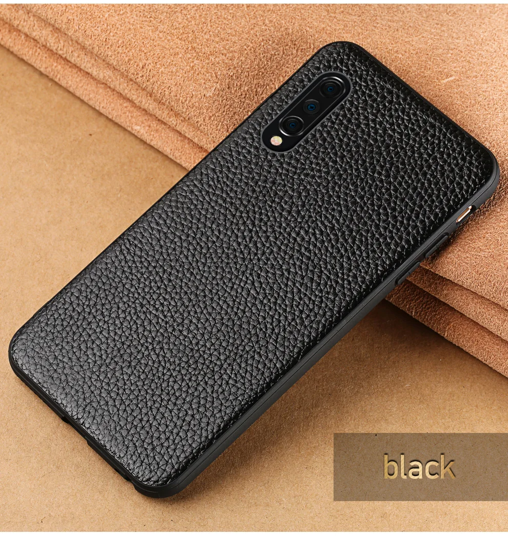 Черный Для мужчин Бизнес Роскошный кожаный чехол для xiaomi mi 8 lite A2 противоударный чехол из натуральной кожи задняя крышка для xiaomi Redmi Note 7 - Цвет: Черный