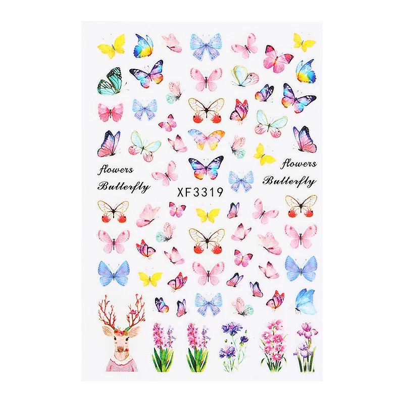

6/12pcs 3D Butterfly Nail Stickers Variety Style Holographic Summer Nail Art Decoration Wholesale Nail Decals DIY Accessories