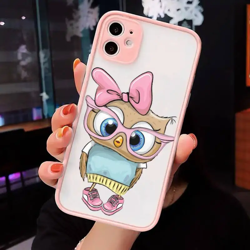 

Cute cartoon owl animal Phone Cases matte transparent For iphone 7 8 11 12 plus mini x xs xr pro max cover