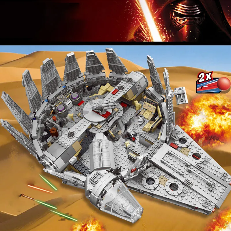 

2022 New Year Gifts 1381 Pcs Force Awakens Set Compatible Millennium 79211 Falcon Model Building Blocks Toys for Children Kids