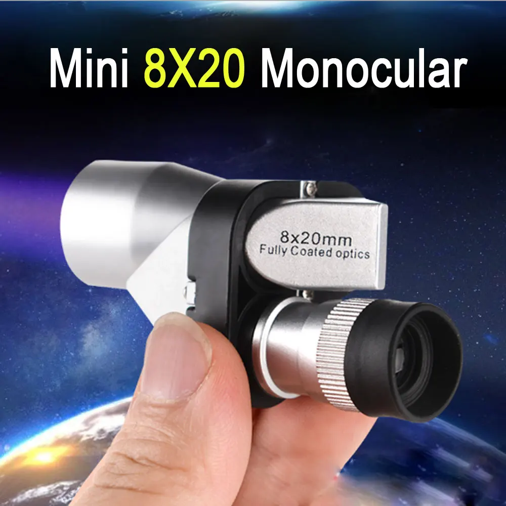Металлический 8X20 Мини карманный Монокуляр с низким уровнем светильник ночное