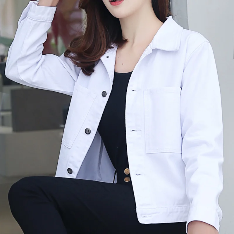 Женская Весенняя и осенняя новая джинсовая куртка женская короткая Студенческая