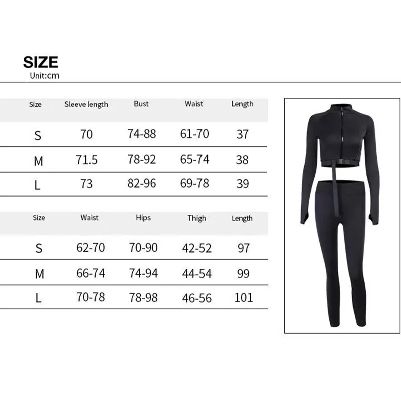 

Fashion sports suit, long-sleeved women's autumn sexy crop top, two-piece fitness tights
