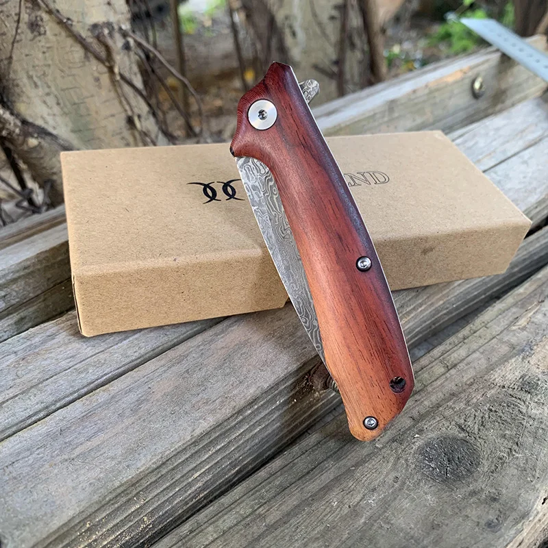 Новый карманный нож ручной работы из красного сандалового дерева Дамаск VG10