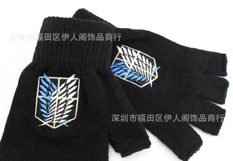 2019 модные перчатки из аниме атака на Титанов студенческие Плюшевые Вязаные с