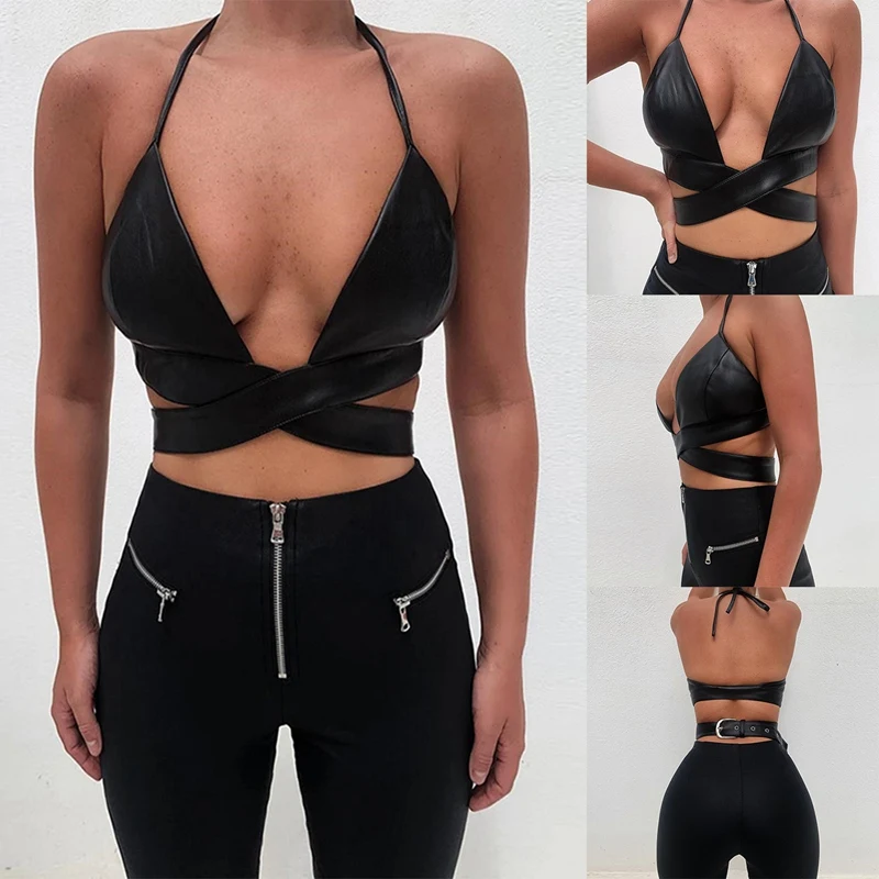 

Women's Fashion All-match Halter Halter Sexy Low-Cut Slim Navel Vest Black