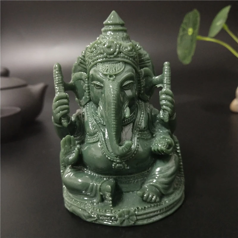 

Lord Ganesha Statue Buddha Elephant God Sculptures Man-made Jade Stone Ganesh Ornaments Home Garden Decoration Buddha Statues