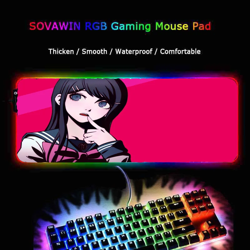 

ZSUXTC Anime Kirigiri Kyouko Photo RGB Mouse Pad LED Lighting Backlit Laptop Mice Mats Colorful Durable Table Pad for Cartoon