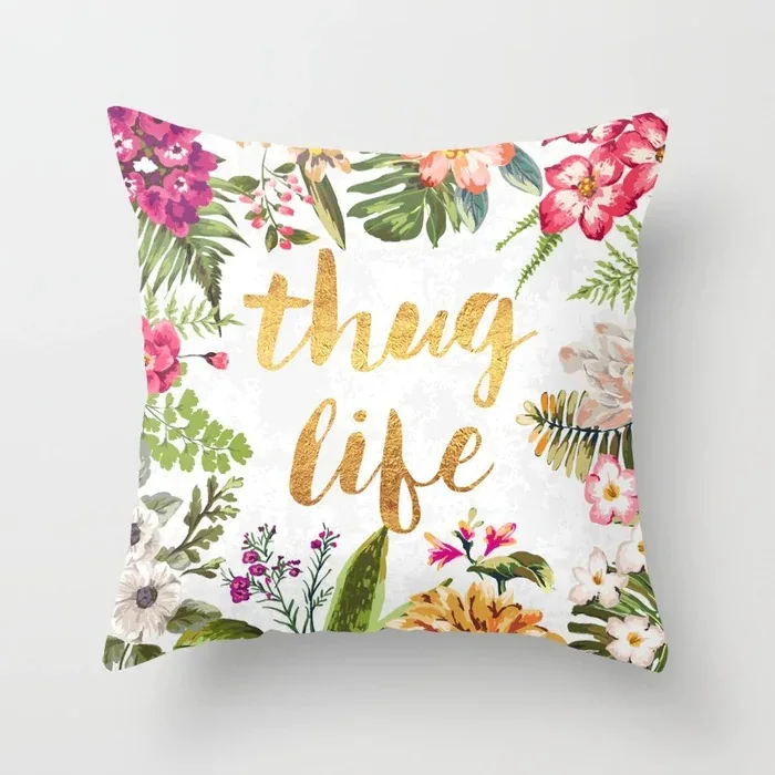 Flowers letter 01 Sigl-сторонний полиэстер цветок письмо чехол для подушки с принтом Бросок Наволочка Скандинавская гостиная украшение для дом, автомобиль, диван-диван - Цвет: Flowers letter 01
