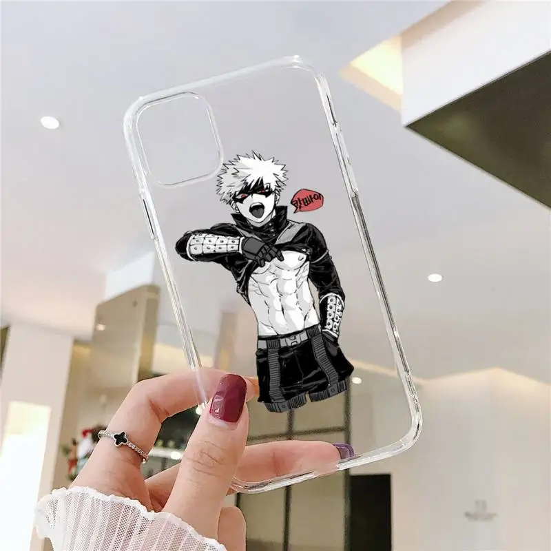 

Anime My Hero Academia deku bakugou Boku Phone Case Transparent for iPhone 11 12 8 7 6 5 s mini pro X XS XR MAX Plus SE coque