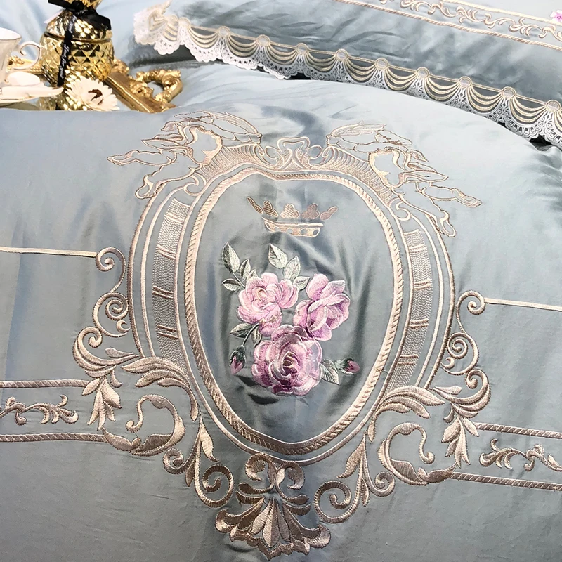 

Luxury royal princess Bedding Set queen king size 2021 cotton bed set decorative pillowcase Bed Sheet/linen Duvet Cover set