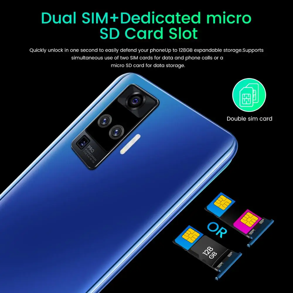 

Global Version X60 Pro 6.6" Smartphone Snapdragon 865 Quad Camera 32MP 5000mAh 12GB+512GB Android 10.0 5G LTE Cell Mobile Phone