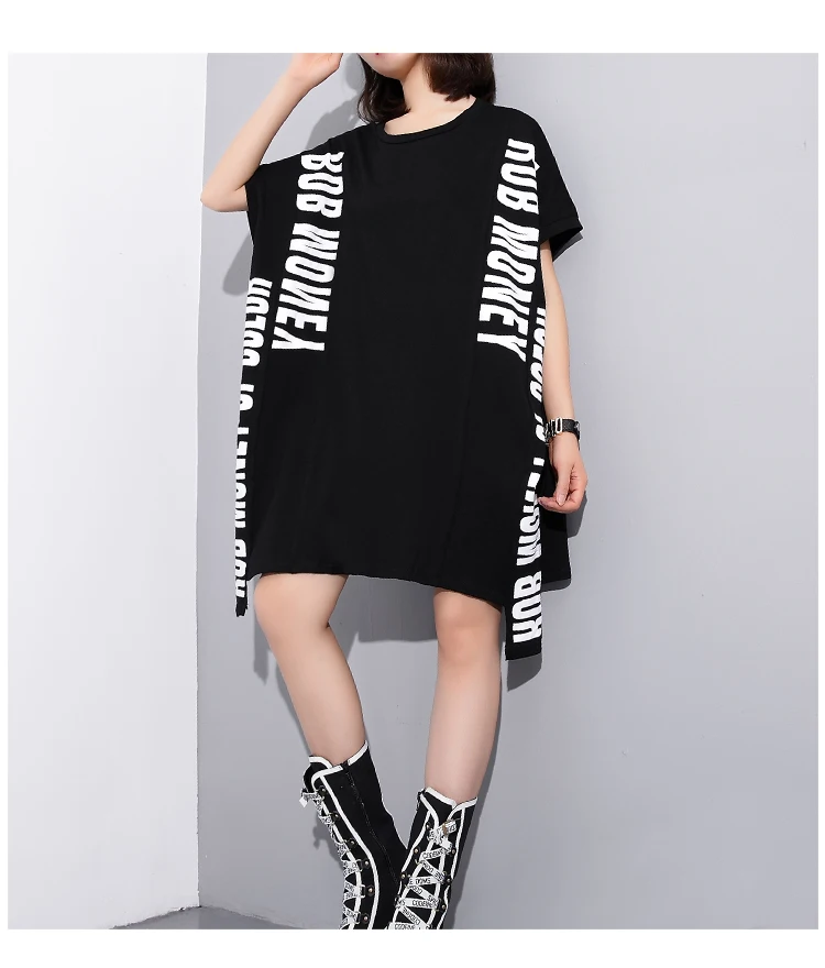 

Ladies Spring and Summer New Two Sides Printed Letters Dress New Fashion Mid-Length Dress Back V-neck Hollowed Dress for Women